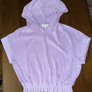 OLI VIV Purple Short Sleeve French Terry Hoodie Large Beach